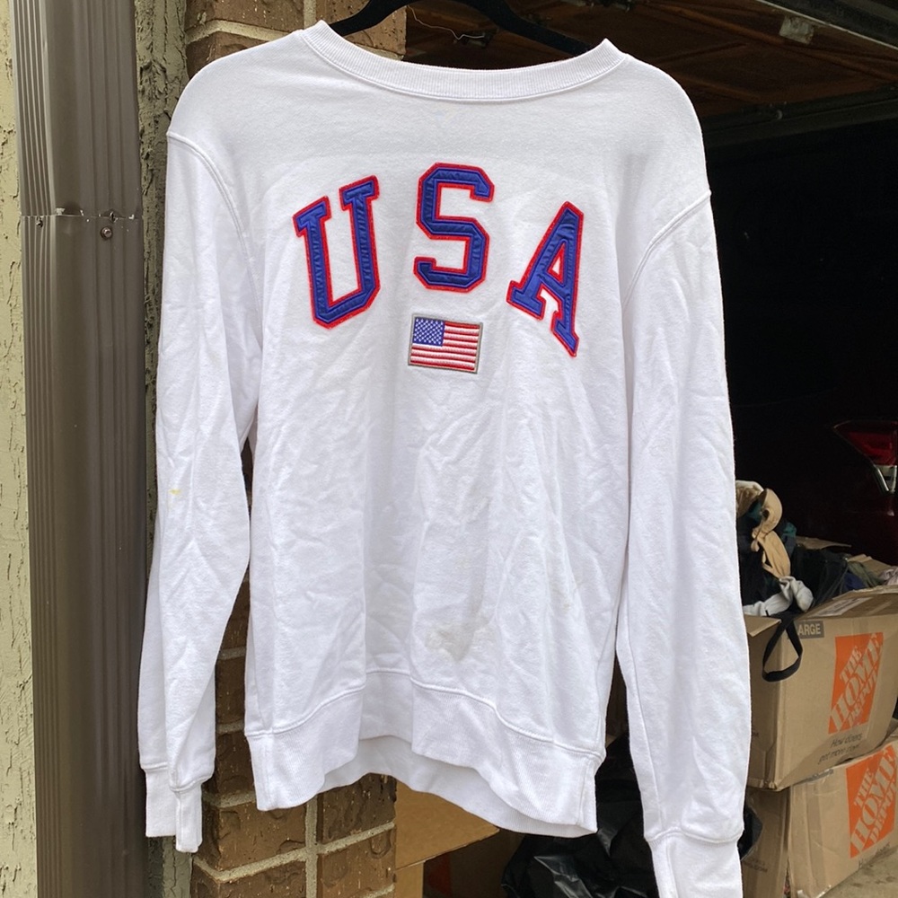 USA White Crewneck Sweatshirt